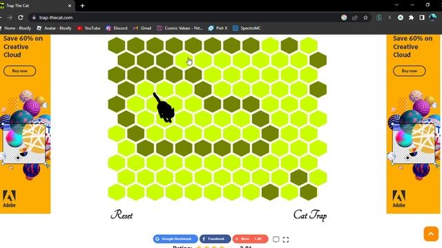 Filling up every hexagon in Cat Trap Game (Trap the Cat) смотреть онлайн