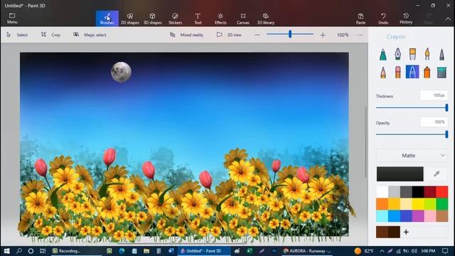 Window open view scenery drawing in Microsoft paint-3D смотреть онлайн