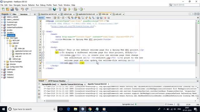 Spring Hello World program in Netbeans IDE смотреть онлайн