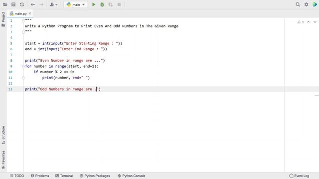 Write a Python Program to Print Even And Odd Numbers in The Given Range смотреть онлайн