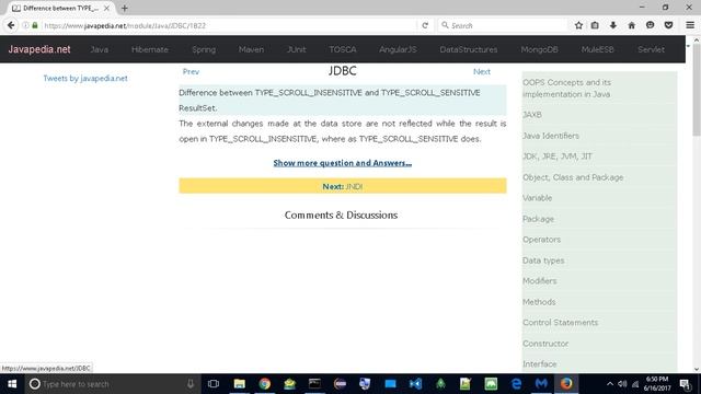 Difference between TYPE_SCROLL_INSENSITIVE and TYPE_SCROLL_SENSITIVE ResultSet.
| javapedia.net смотреть онлайн