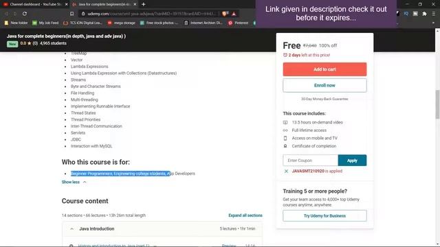 Master Java programming language and create your own apps and projects | advanced course for free?? смотреть онлайн