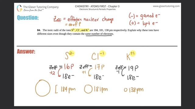6.84 | The ionic radii of the ions S2-, Cl-, and K+ are 184, 181, 138 pm respectively. Explain why смотреть онлайн