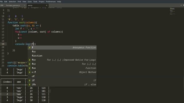 Комплексная сортировка по нескольким полям на JS смотреть онлайн