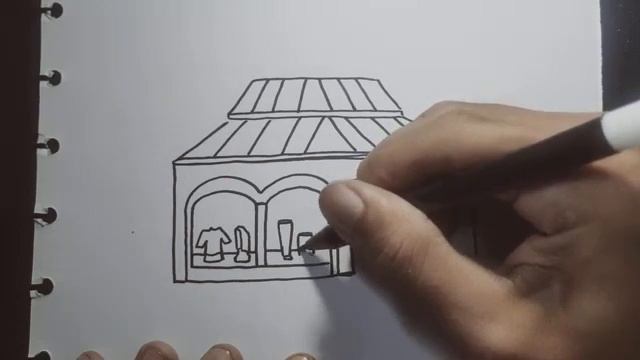 HOW TO DRAW CLOTHES SHOP QUICK SKETCH | EASY DRAWING FOR KIDS смотреть онлайн