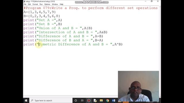 Write a Prog. to perform different set operations смотреть онлайн