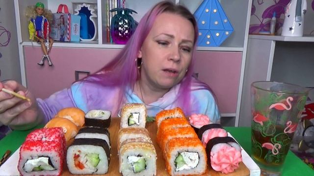 МУКБАНГ РОЛЛЫ СУШИ///MUKBANG SUSHI ROLLS ///РОЛЛОВ МНОГО НЕ БЫВАЕТ///не АСМР///먹방///