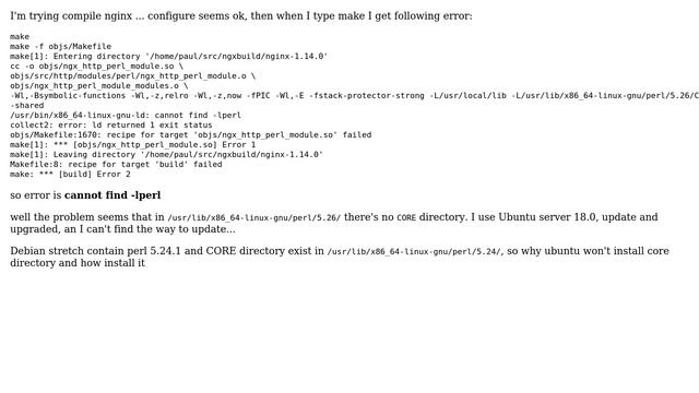 Unix & Linux: I can't find module "core" in perl dir on ubuntu 18.x смотреть онлайн