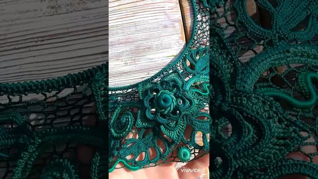 Воротник "Малахит". Ирландское кружево. Елена Захарьина. смотреть онлайн