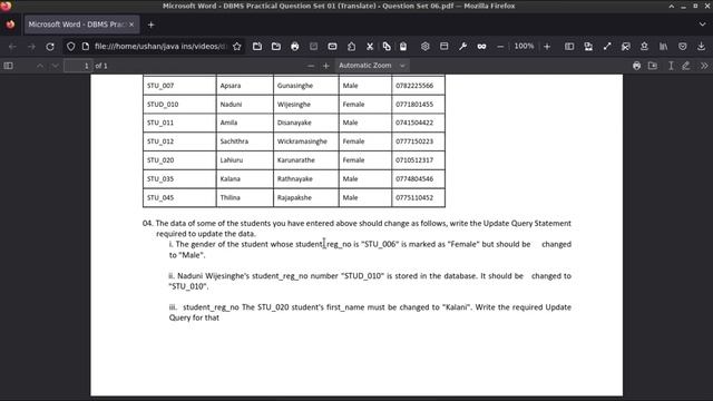 Data Base Task 06 |Write an Update Query Statement| 1st Year | Java Institute| Ushan Kaveesha смотреть онлайн