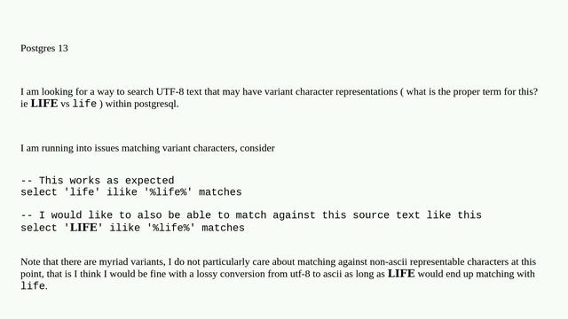 postgresql matching or converting utf-8 variant strings смотреть онлайн