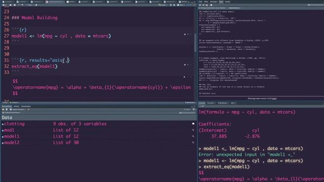 equatiomatic - Automatically write LaTex Equations from fitted model using R смотреть онлайн