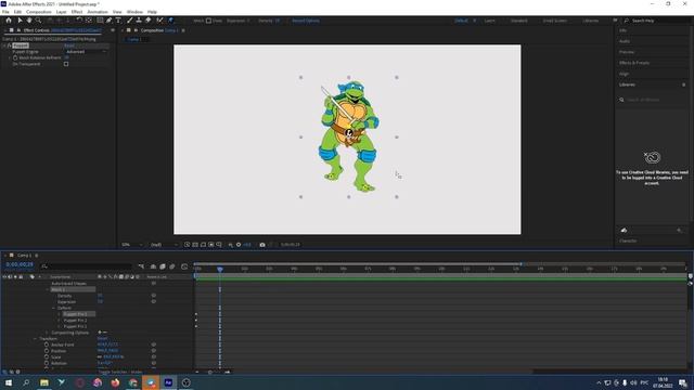Анимация PNG картинки при помощи инструмента Puppet Pin Tool в After Effects смотреть онлайн