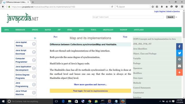 Difference between Collections.synchronizedMap and Hashtable.
| javapedia.net смотреть онлайн