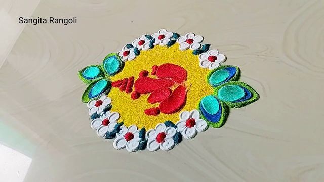2 stress relieves Ganesh chaturthi rangoli / relaxingrangolivideo/ satisfyingrangolivideo смотреть онлайн