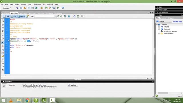 Lecture 22 associative array foreach in PHP basic in hindi urdu смотреть онлайн