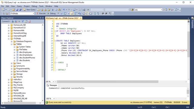 Видео курс Transact SQL. Урок 6. Целостность данных. Первичный, внешний ключ смотреть онлайн