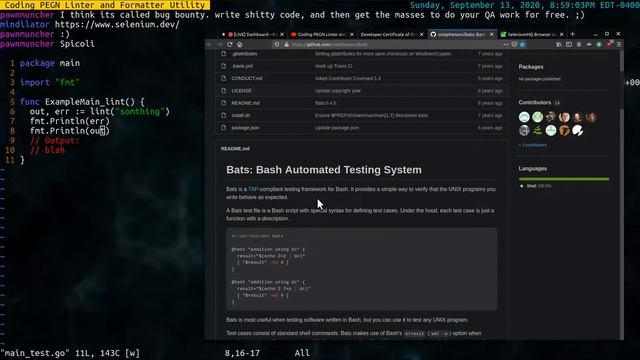 Coding PEGN Linter and Formatter Utility [Golang, Vim, Bash, Linux] (https://pegn.dev) смотреть онлайн