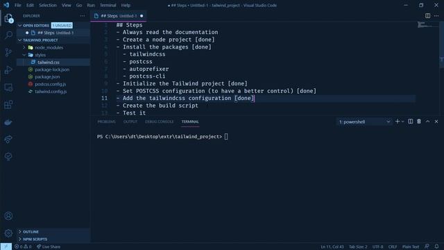 [Step 1] How to create a TailwindCSS project with Node | postcss | Tailwindcss смотреть онлайн