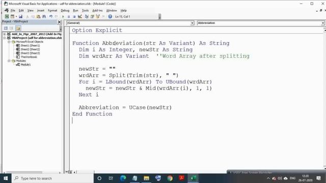 Abbreviation Function In Excel (VBA UDF for Short form | Abbreviation | Acronym) смотреть онлайн