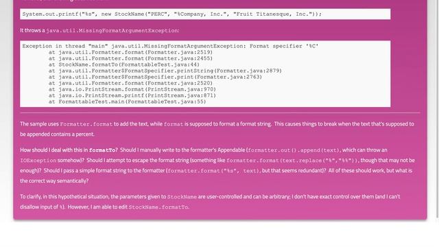 Is the sample on java.util.Formattable incorrect? смотреть онлайн