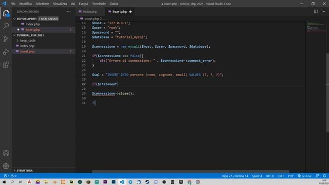 PHP/MYSQL Tutorial Italiano 07 - Usare PREPARED per salvare Query смотреть онлайн