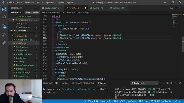 Curso React: 65. React Router: CRUD API con RUTAS ( 1 / 2 ) - jonmircha смотреть онлайн