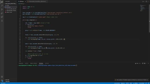 Python - OpenCV - Eyes and Face Detection with Haarcascade Classifier смотреть онлайн