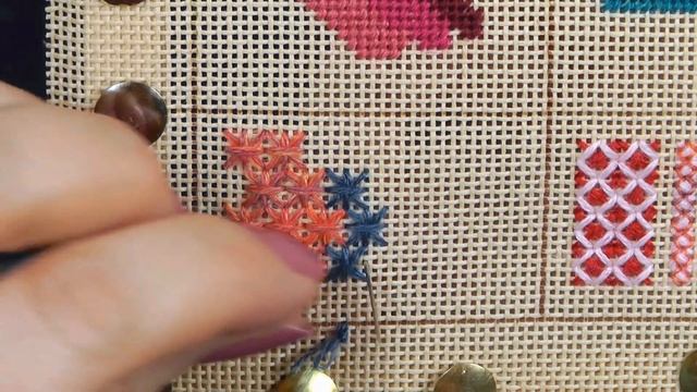 Leviathan / Smyrna stitch in needlepoint / canvaswork embroidery | Needlepoint video tutorial смотреть онлайн