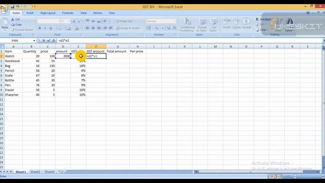 Create a GST bill table with chart wizard method смотреть онлайн
