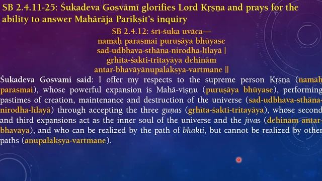 SB 2.4.1-18 - Sukadeva Gosvami offers prayers before answering Pariksith Maharaja's Questions смотреть онлайн