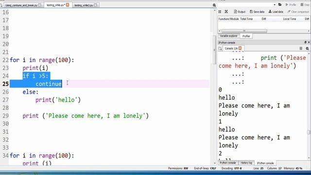 Python - break vs continue vs pass смотреть онлайн