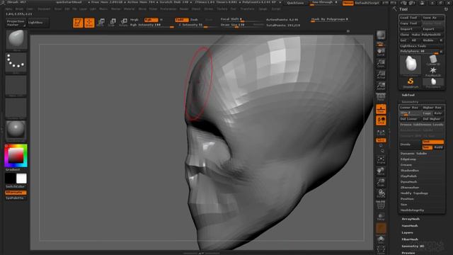 Уроки по Zbrush 4R7. Вводное занятие. Голова из полисферы
