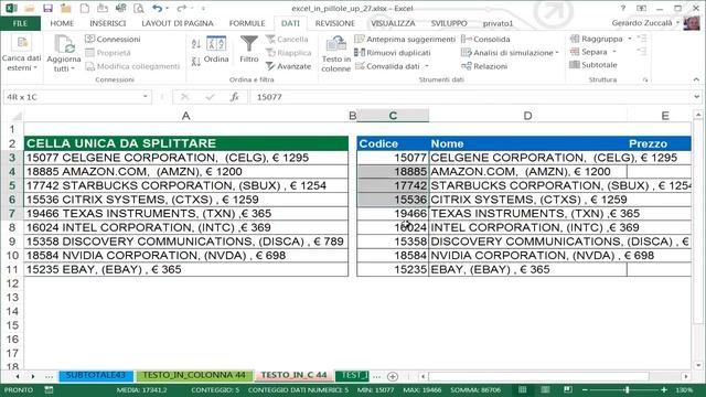 EP44 Strumento TESTO IN COLONNE DI EXCEL per dividere le celle e espanderle sulle colonne смотреть онлайн