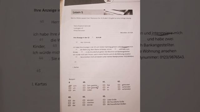 DTZ B1 Lesen Teil 5 смотреть онлайн