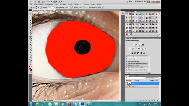 как сделать цветокоррекцию глаз в photoshop cs5 смотреть онлайн