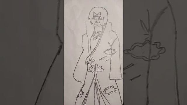 Итачи рисунок в черном и белом цвете_аниме манга Наруто.