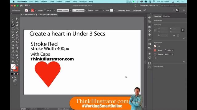Adobe Illustrator Tutorial 2020 Create a Heart Less Than 3 Seconds смотреть онлайн