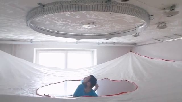 Двухуровневый натяжной потолок с эксклюзивным полотном! смотреть онлайн