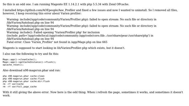 Magento: Fatal error: Class 'Varien_Profiler' not found in /app/Mage.php смотреть онлайн