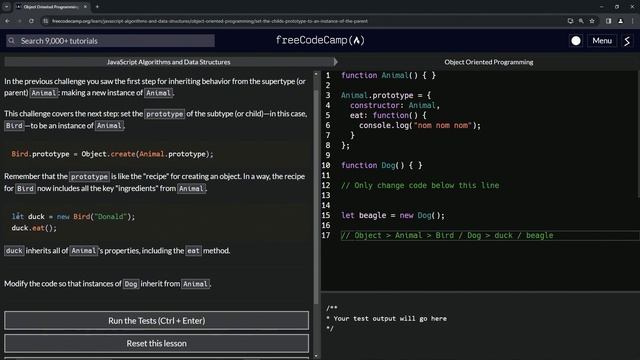Set the Child's Prototype to an Instance of the Parent | freeCodeCamp | Object Oriented Programming смотреть онлайн