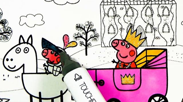 Свинка Пеппа и Джордж. Детские Раскраски. Peppa pig and George. Children's coloring. смотреть онлайн