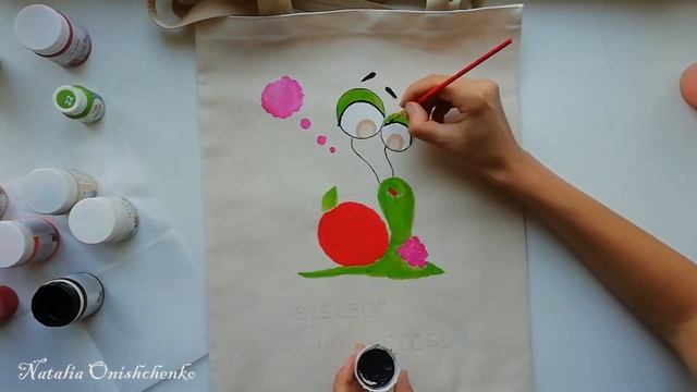 Роспись Экосумки текстильными красками Улитка – Всё своё ношу с собой | DIY ECO BAG смотреть онлайн