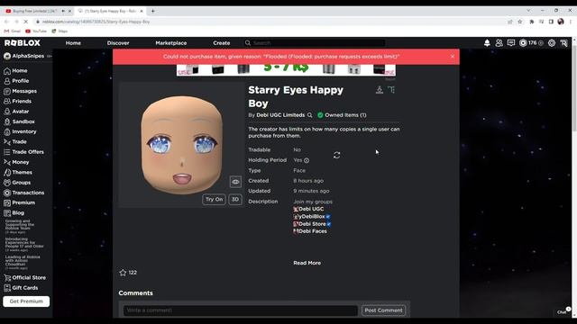Sniping Starry Eyes Boy Face (Roblox FREE UGC Limited)! смотреть онлайн