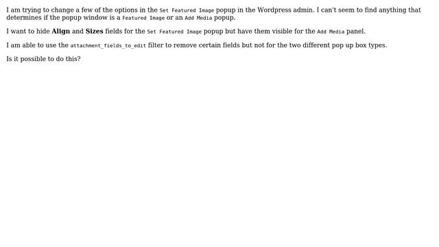 Wordpress: Hide upload image fields for the different media upload popups смотреть онлайн