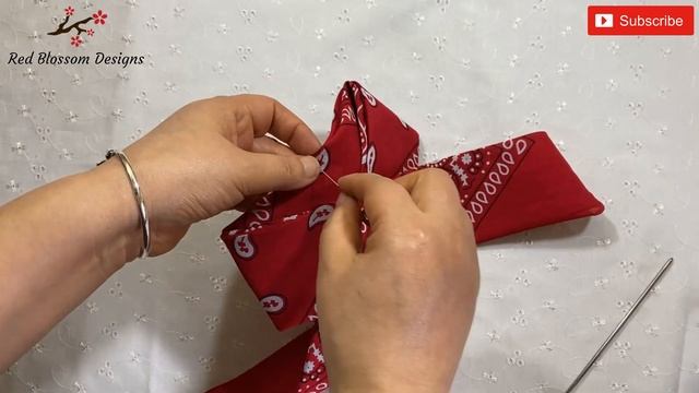 How To Fold A Bandana | How To Tie A Bandana Bow | Hair Bow | Bandana Sailor Hair Bow Tutorial