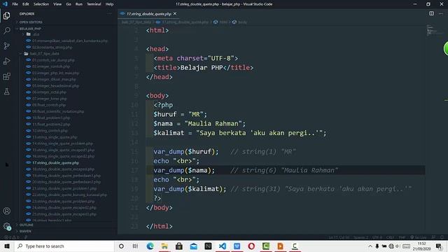 PHP Dasar #1 VARIABLES AND DATA TYPES IN PHP смотреть онлайн