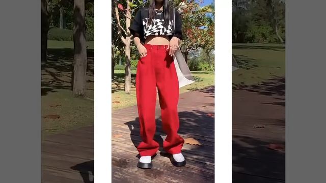 Women Jeans Mujer Casual Loose Streetwear Red Baggy Jeans Korean Fashion Boyfriend Mom Jeans смотреть онлайн