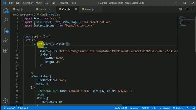 #2 - Creating Home Screen Card component from scratch | YouTube clone | React Native tutorial смотреть онлайн