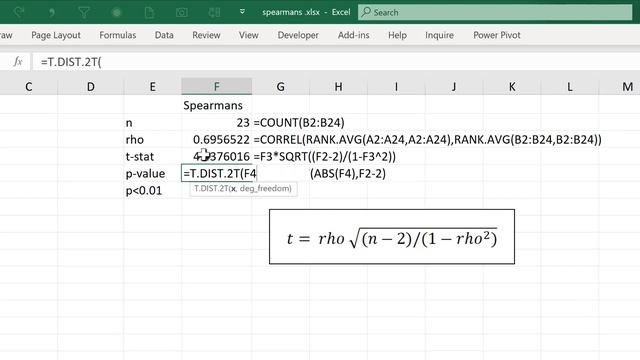 How to calculate the significance of the Spearman's correlation in excel смотреть онлайн